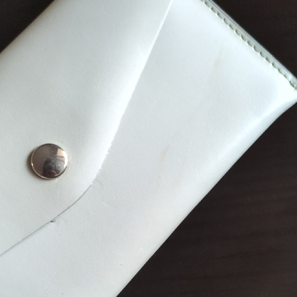 Cream Wallet with Textured Leather and Snap Closure - Picture 2 of 6